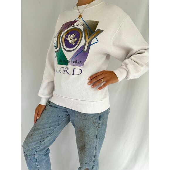 90s vintage joy of the lord christmas holiday religious graphic pullover sweater - Picture 4 of 9